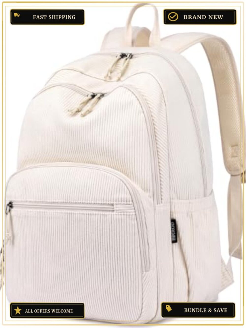 Corduroy Backpack for School, 15.6 Inch Laptop Daypack, Lightweight Travel - Picture 1 of 6